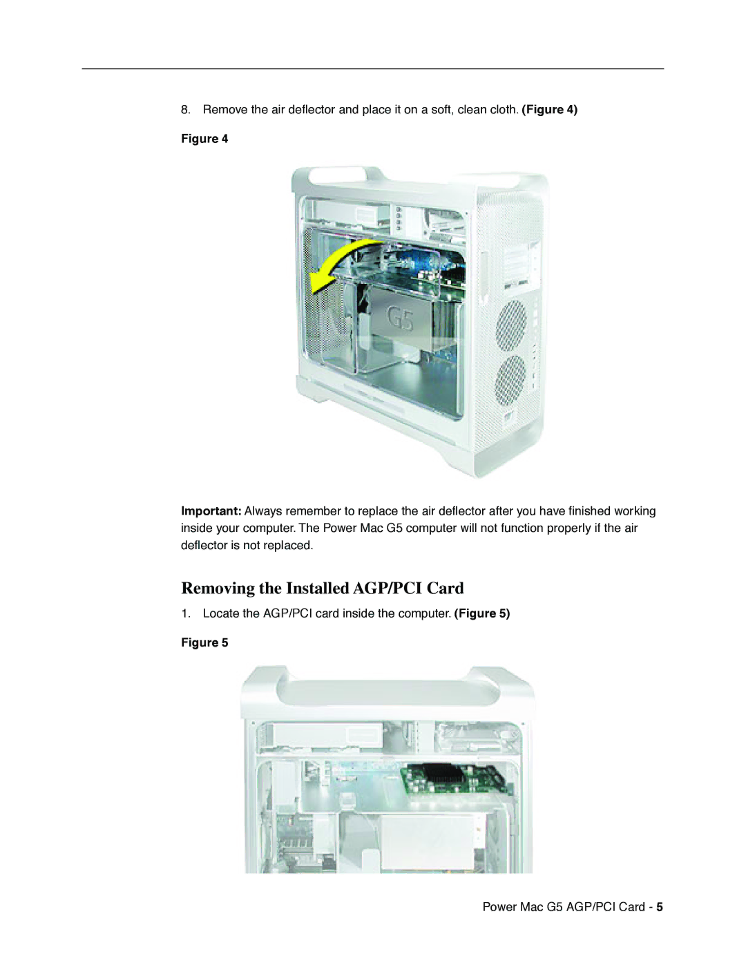 Apple 073-0808 REV. C warranty Removing the Installed AGP/PCI Card 