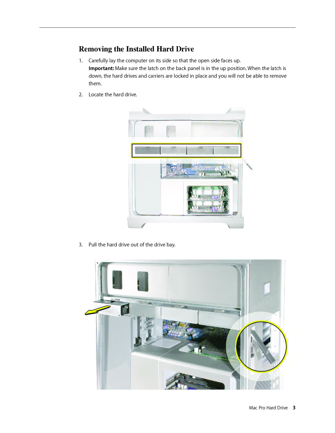 Apple 073-1058 warranty Removing the Installed Hard Drive 