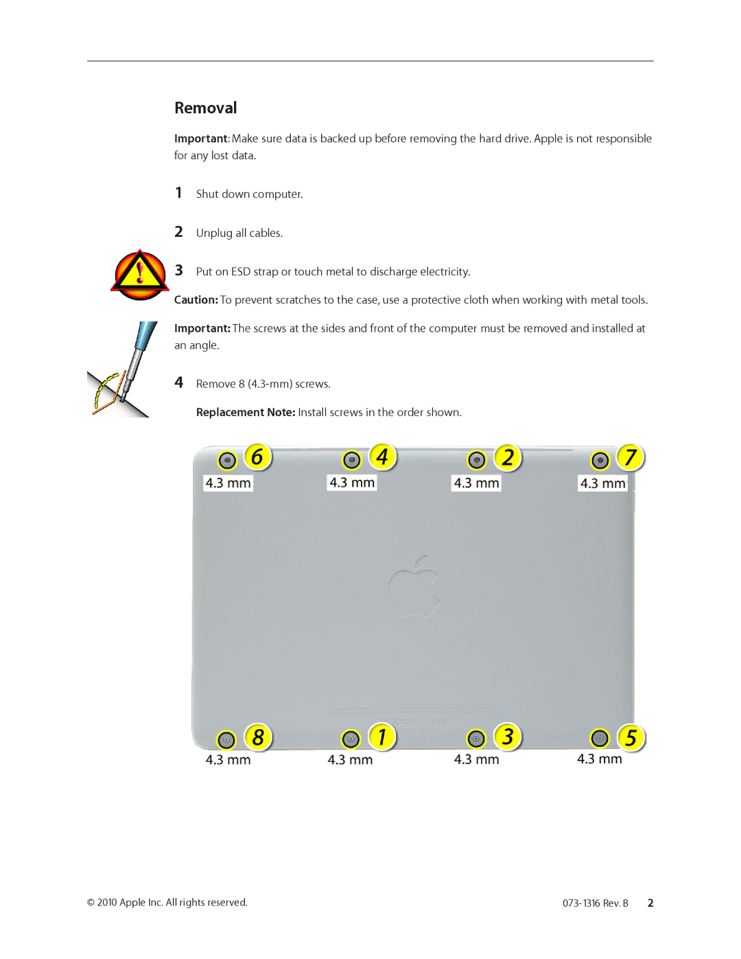 Apple 073-1316 warranty Removal 