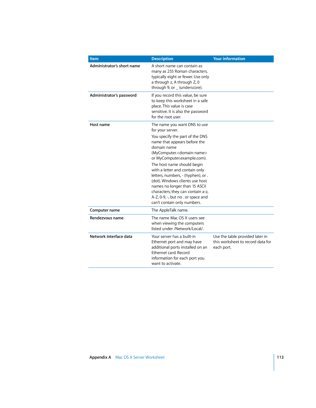 Apple 10.3 manual Computer name 