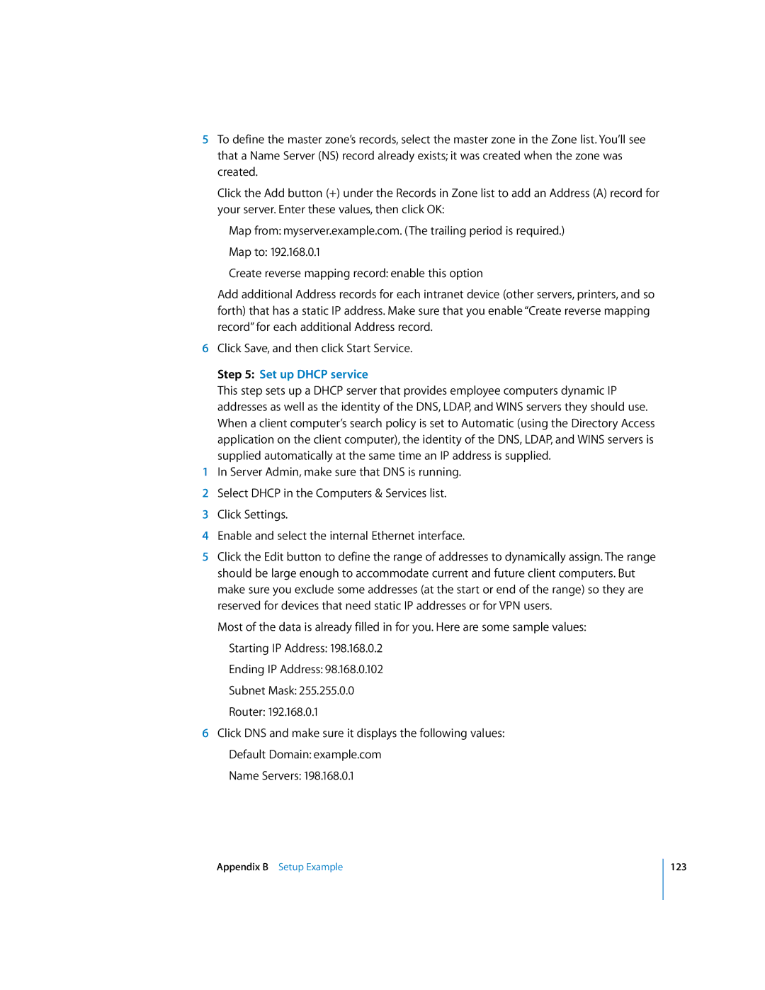 Apple 10.3 manual Set up Dhcp service 