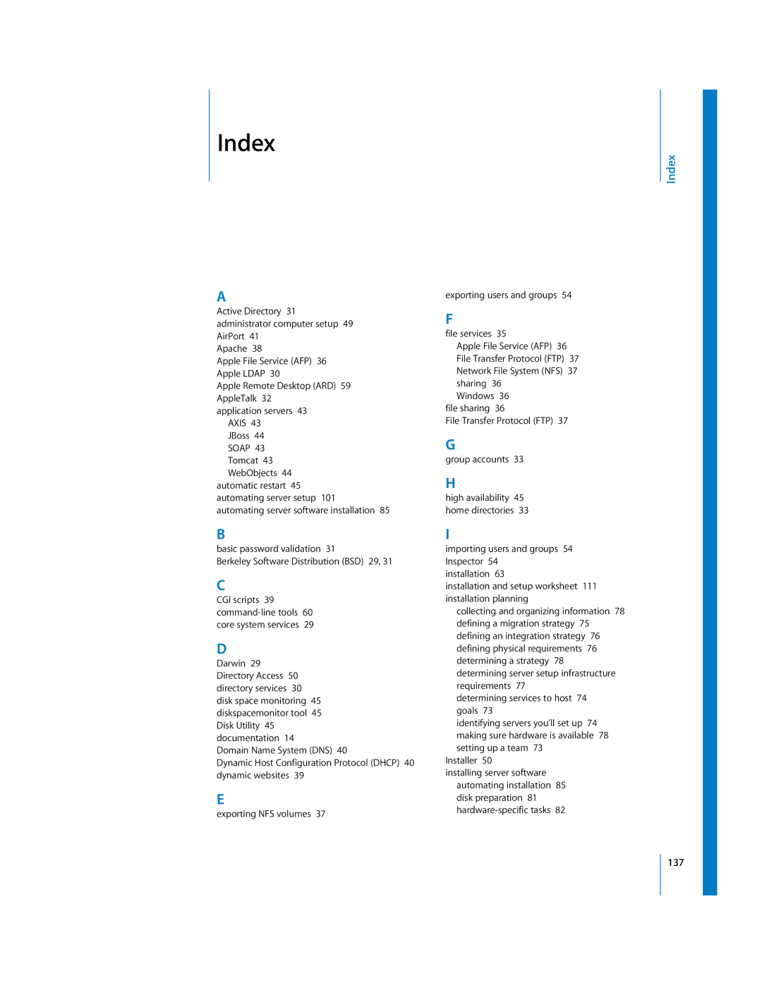 Apple 10.3 manual Index 