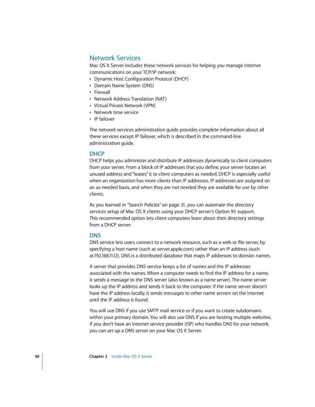 Apple 10.3 manual Network Services, Dhcp 