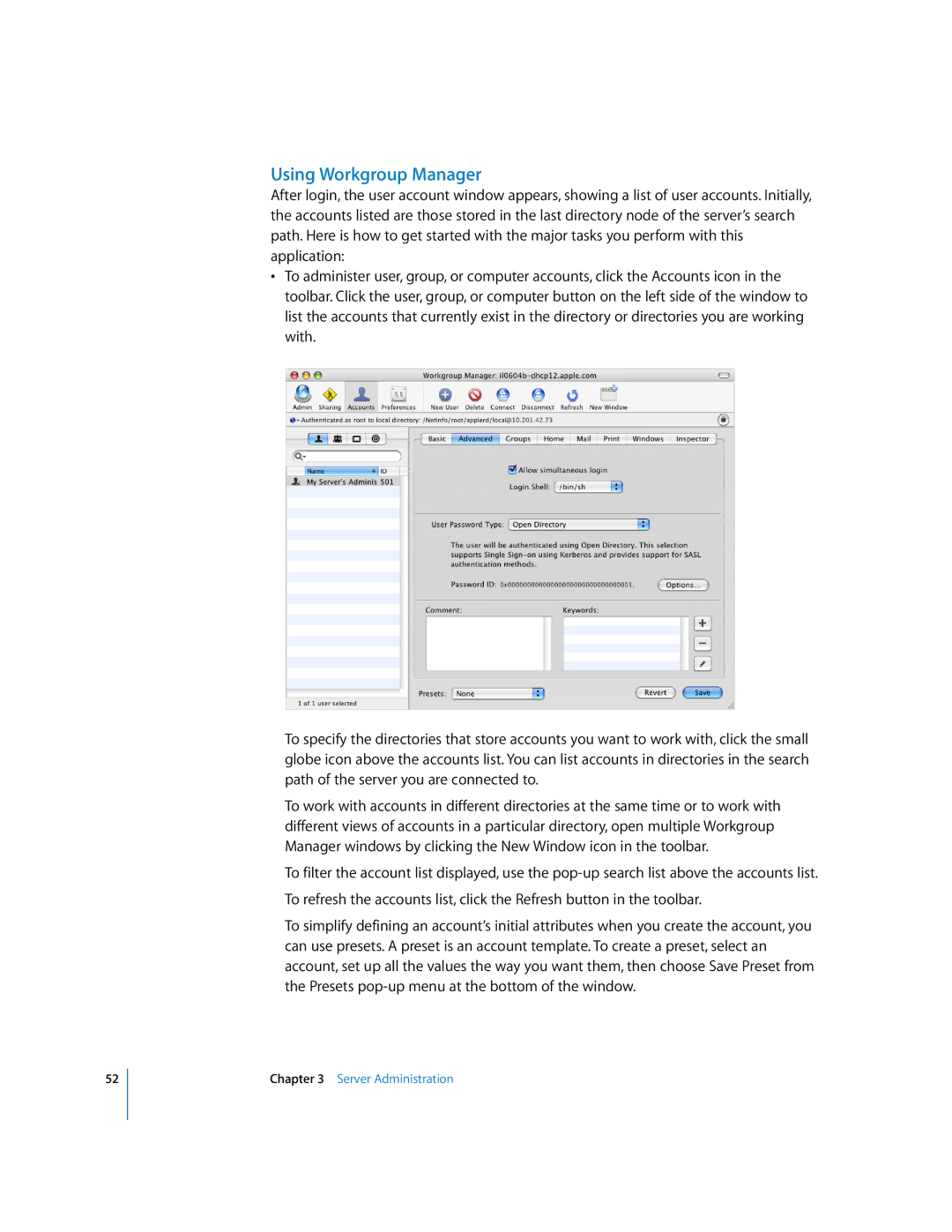 Apple 10.3 manual Using Workgroup Manager 