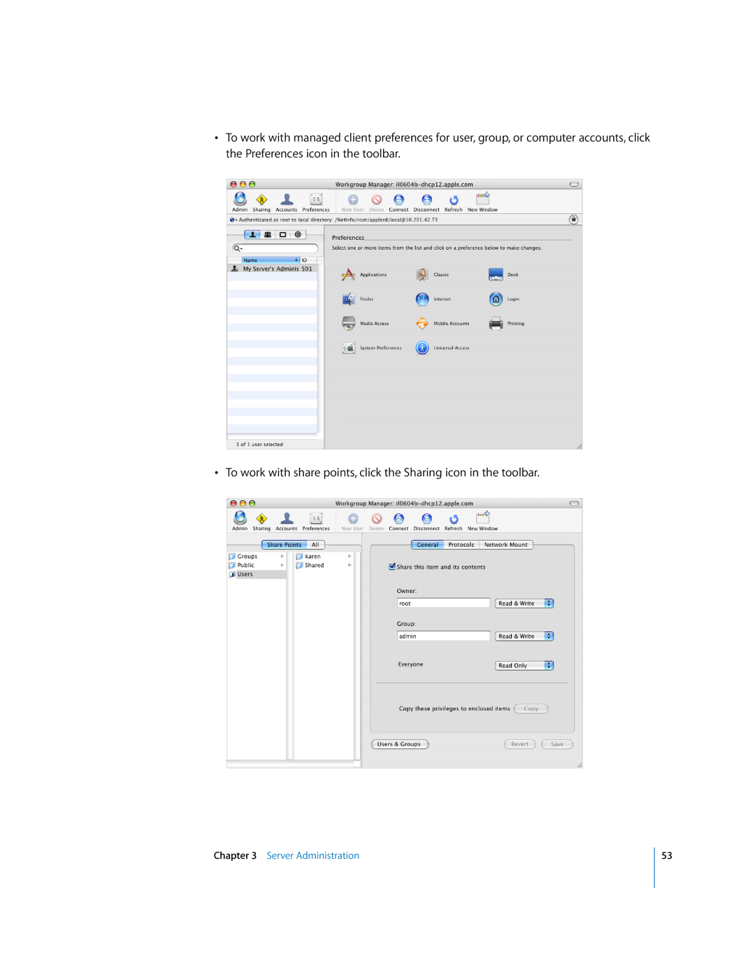 Apple 10.3 manual Server Administration 