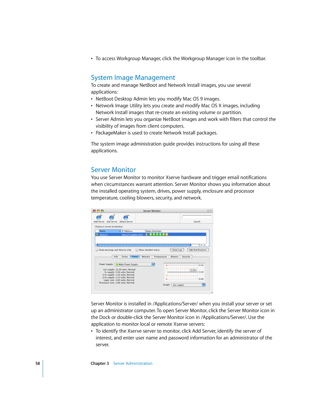 Apple 10.3 manual System Image Management, Server Monitor 