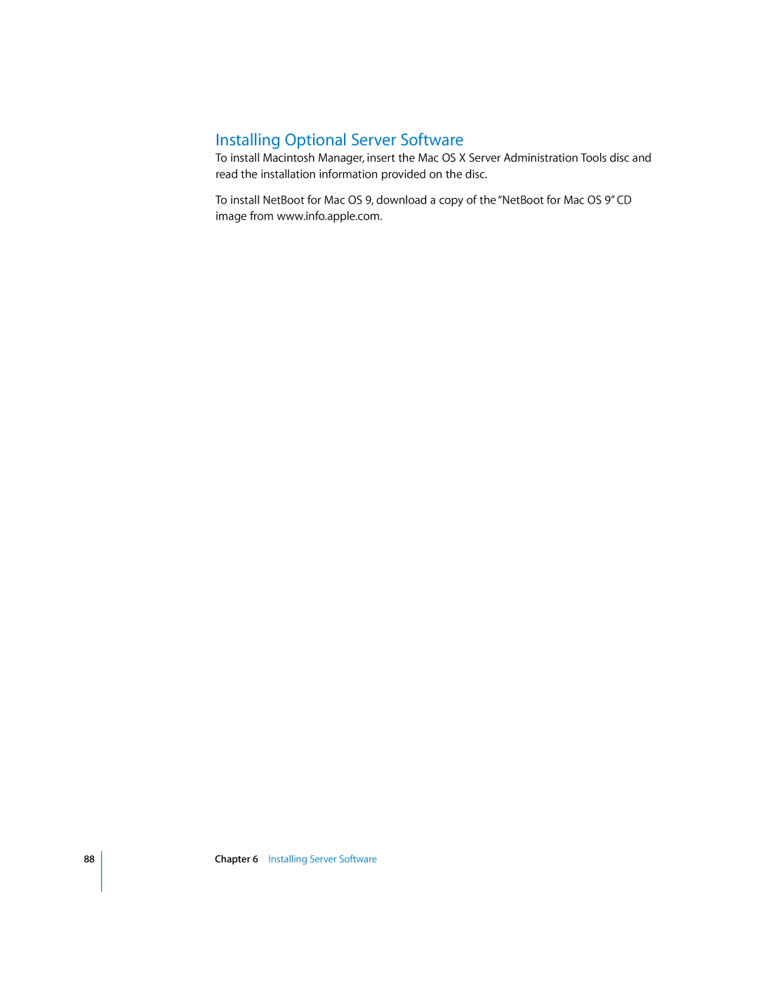 Apple 10.3 manual Installing Optional Server Software 