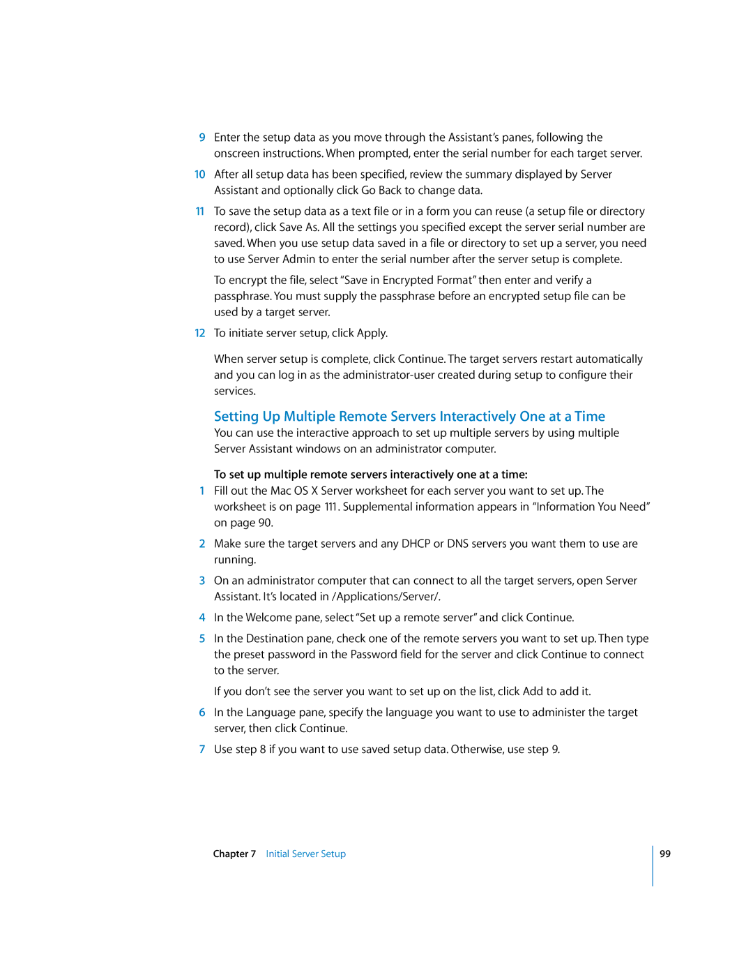 Apple 10.3 manual Initial Server Setup 