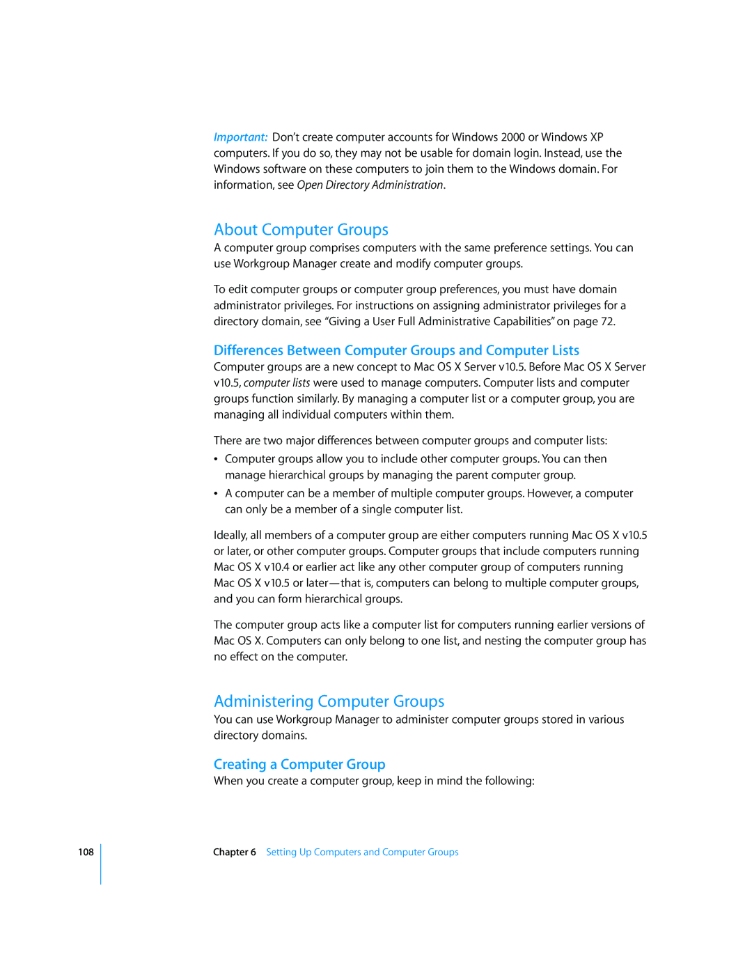 Apple 10.5 Leapard manual About Computer Groups, Administering Computer Groups, Creating a Computer Group 