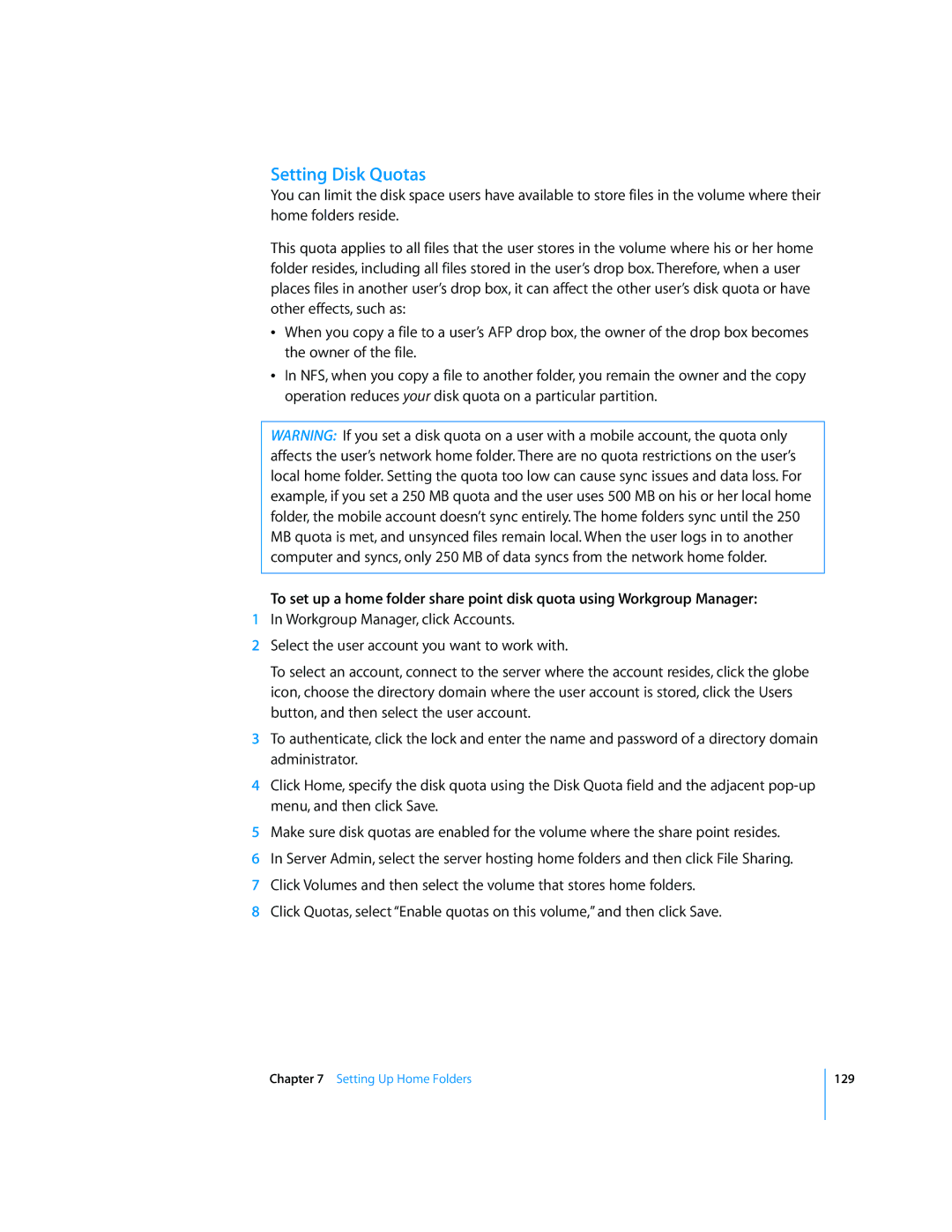 Apple 10.5 Leapard manual Setting Disk Quotas 