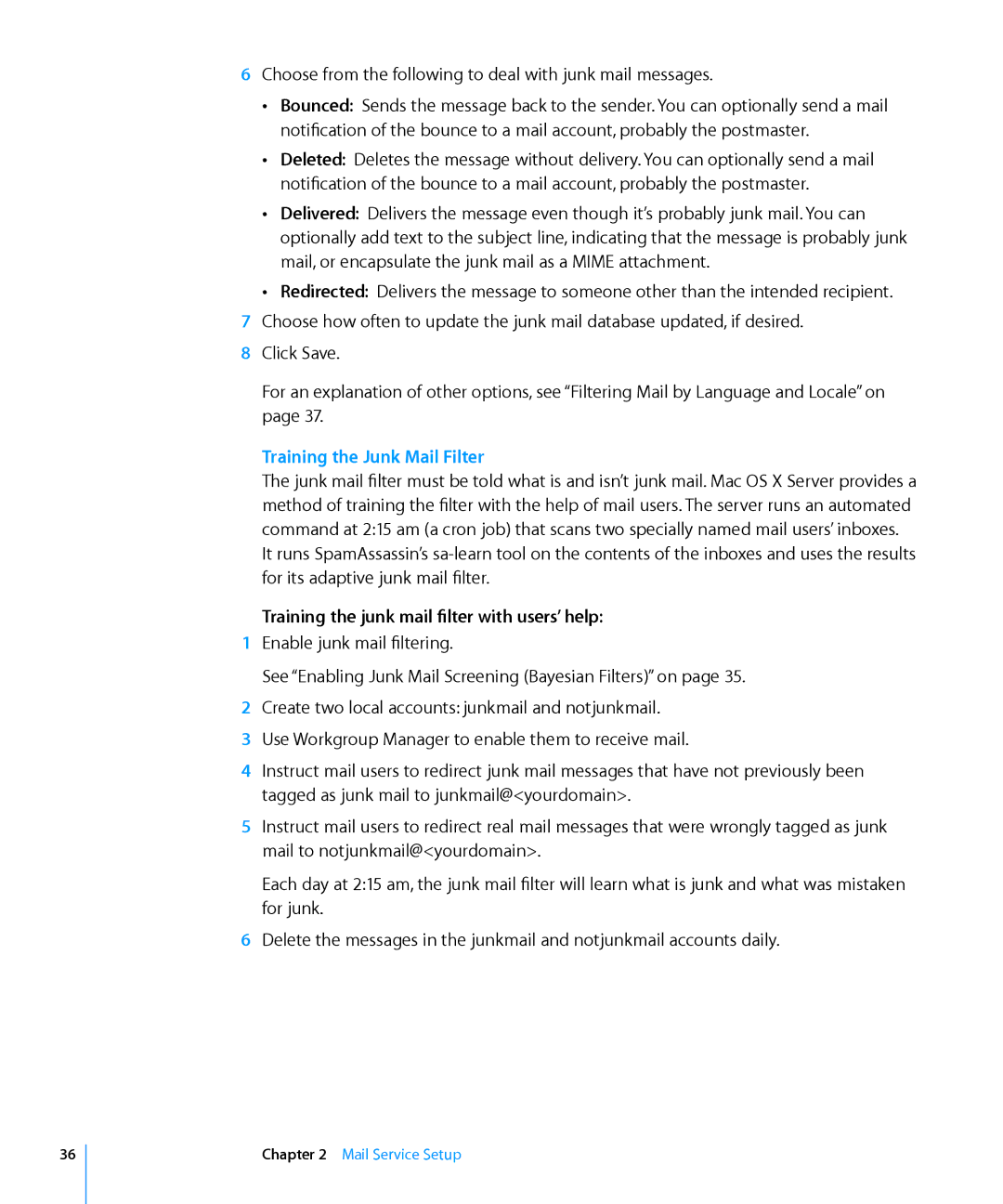 Apple 10.6 manual Training the Junk Mail Filter, Training the junk mail filter with users’ help 