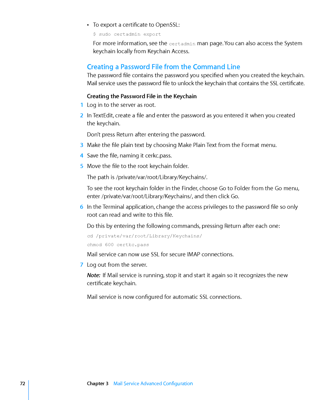 Apple 10.6 manual Creating a Password File from the Command Line, Creating the Password File in the Keychain 