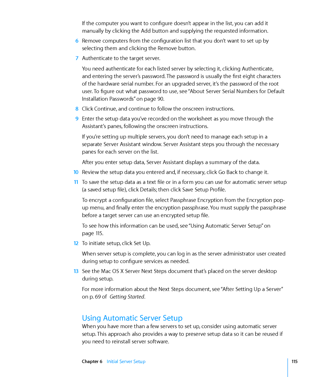 Apple 10.6 manual Using Automatic Server Setup 