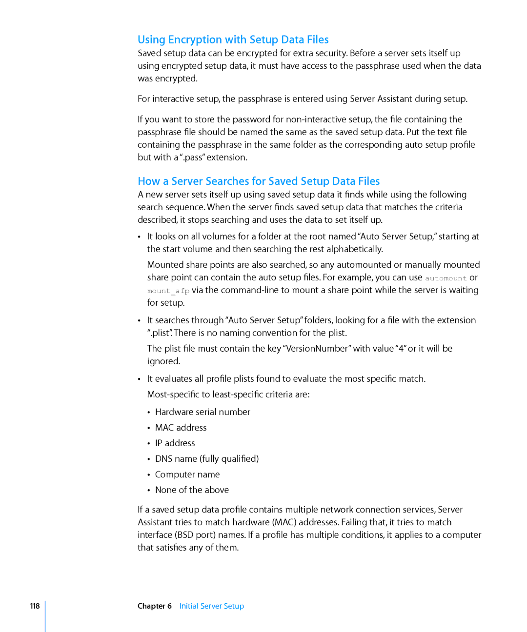 Apple 10.6 manual Using Encryption with Setup Data Files, How a Server Searches for Saved Setup Data Files 