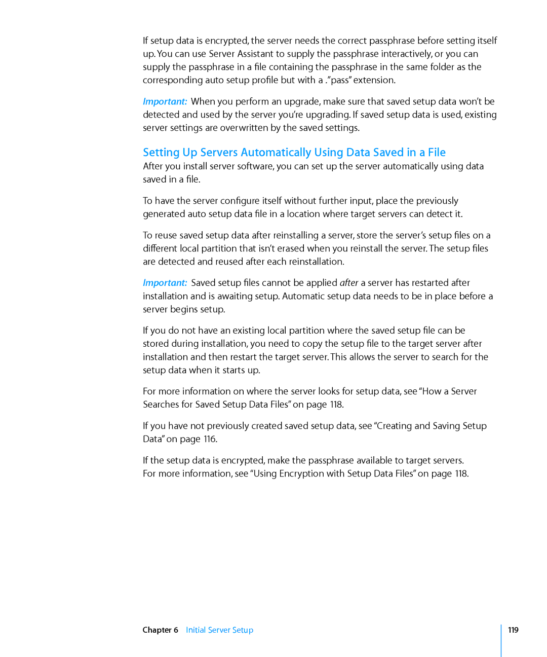 Apple 10.6 manual Setting Up Servers Automatically Using Data Saved in a File 
