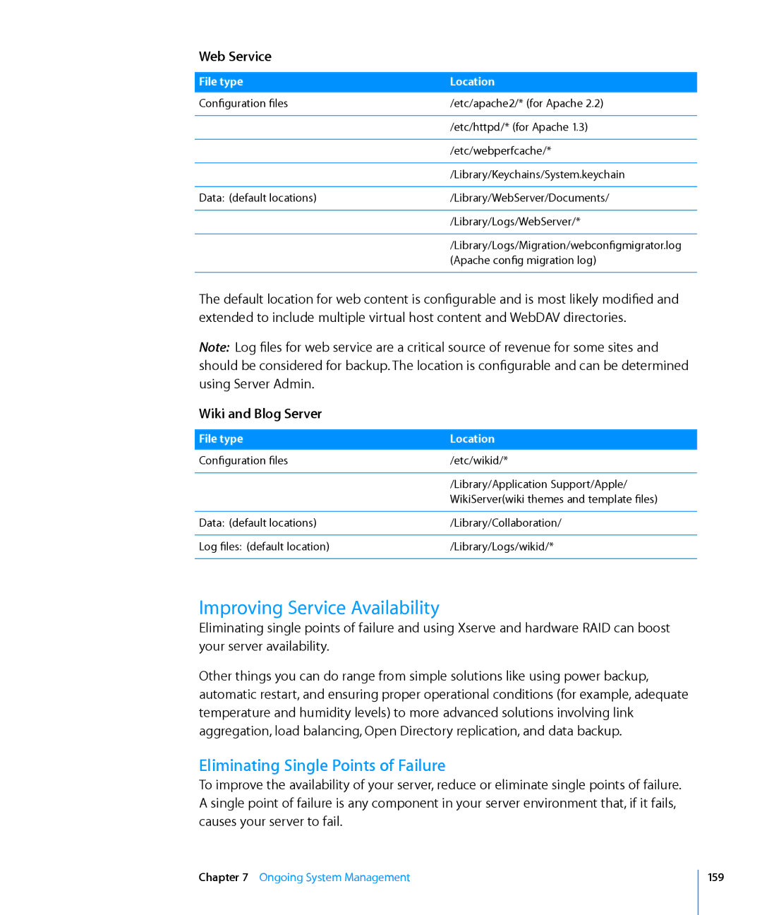 Apple 10.6 manual Improving Service Availability, Eliminating Single Points of Failure, Web Service, Wiki and Blog Server 