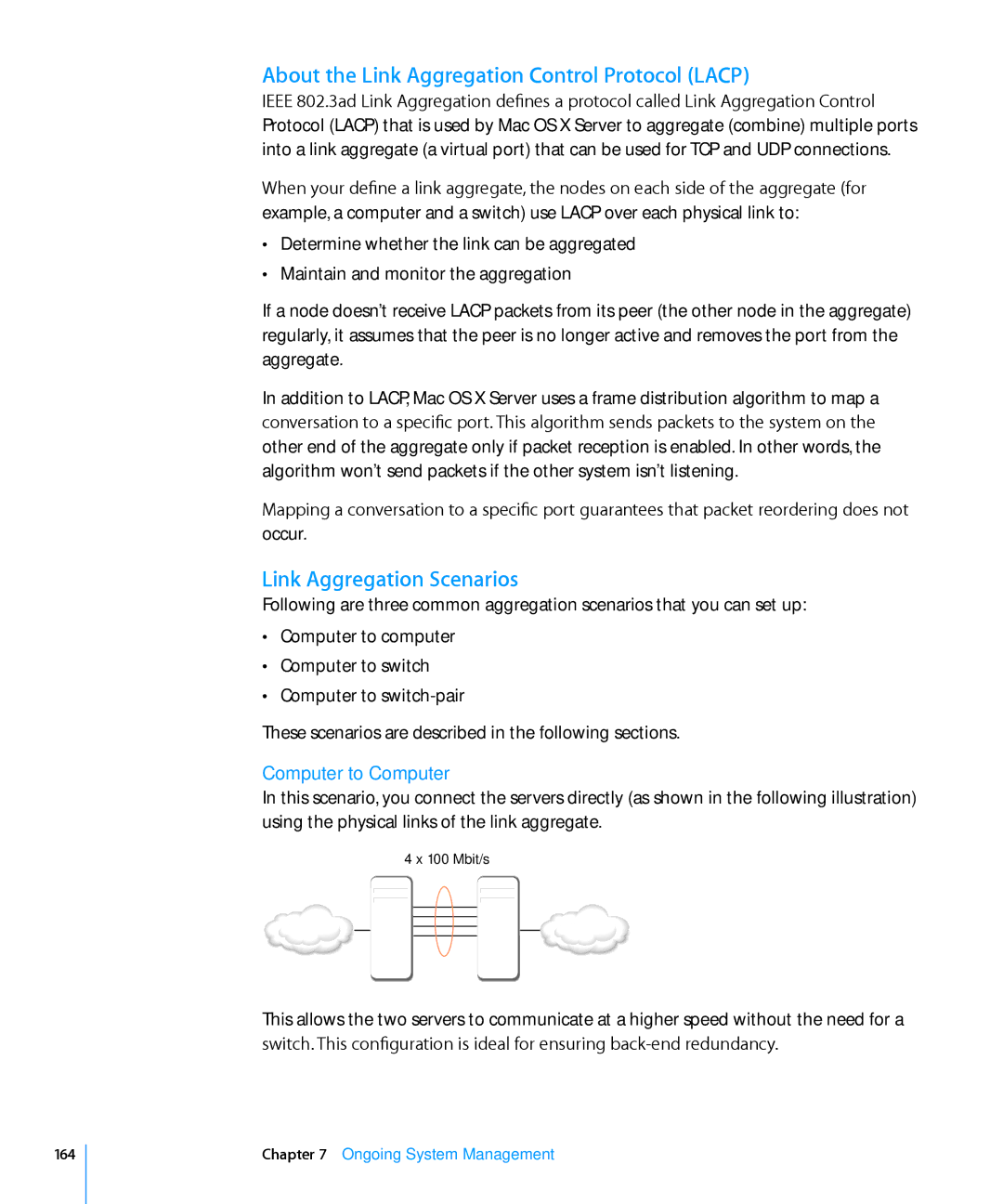 Apple 10.6 manual About the Link Aggregation Control Protocol Lacp, Link Aggregation Scenarios 