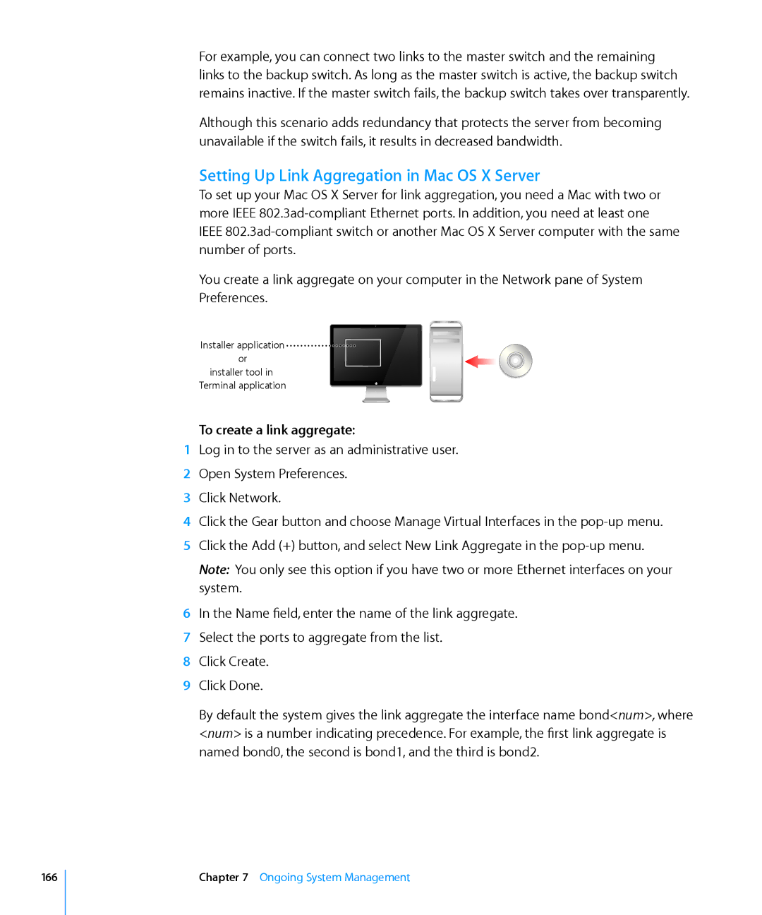 Apple 10.6 manual Setting Up Link Aggregation in Mac OS X Server, To create a link aggregate 