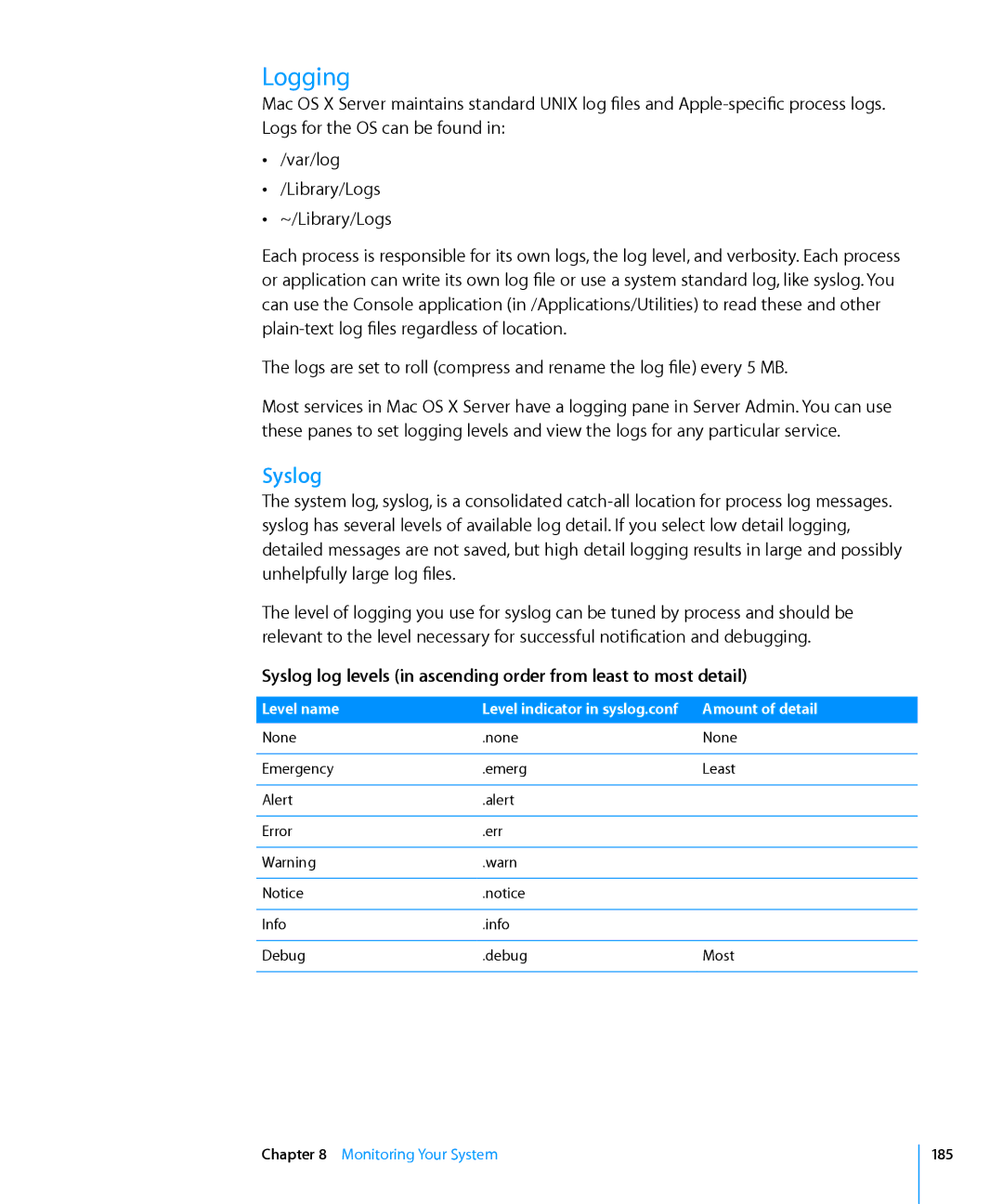 Apple 10.6 manual Logging, Syslog 