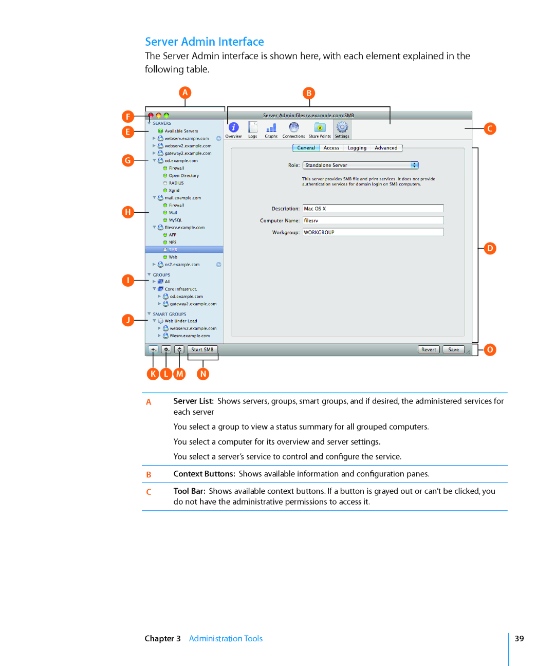 Apple 10.6 manual Server Admin Interface, M N 