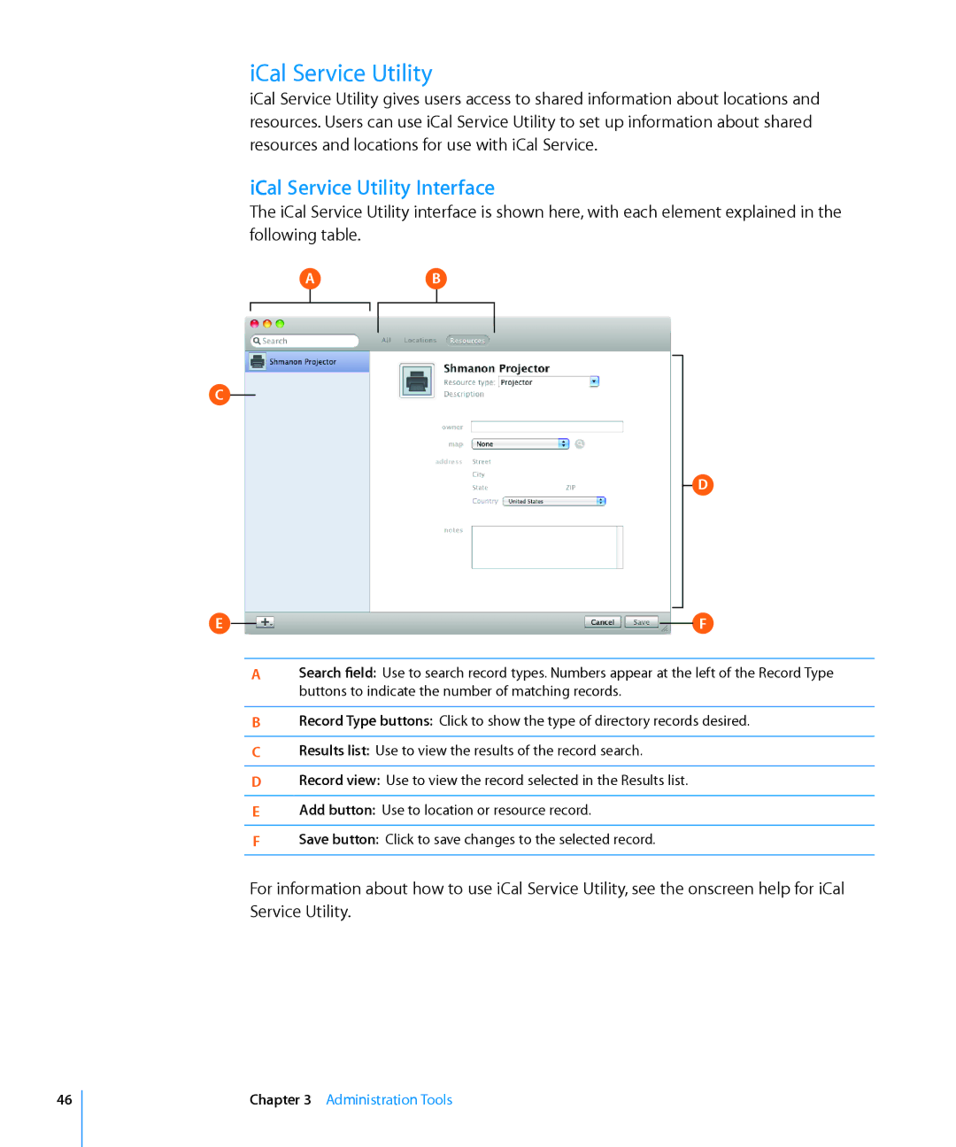 Apple 10.6 manual ICal Service Utility Interface 