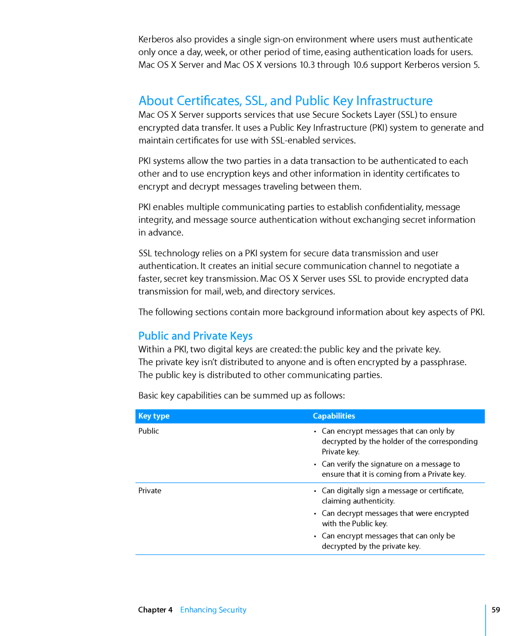 Apple 10.6 manual About Certificates, SSL, and Public Key Infrastructure, Public and Private Keys 