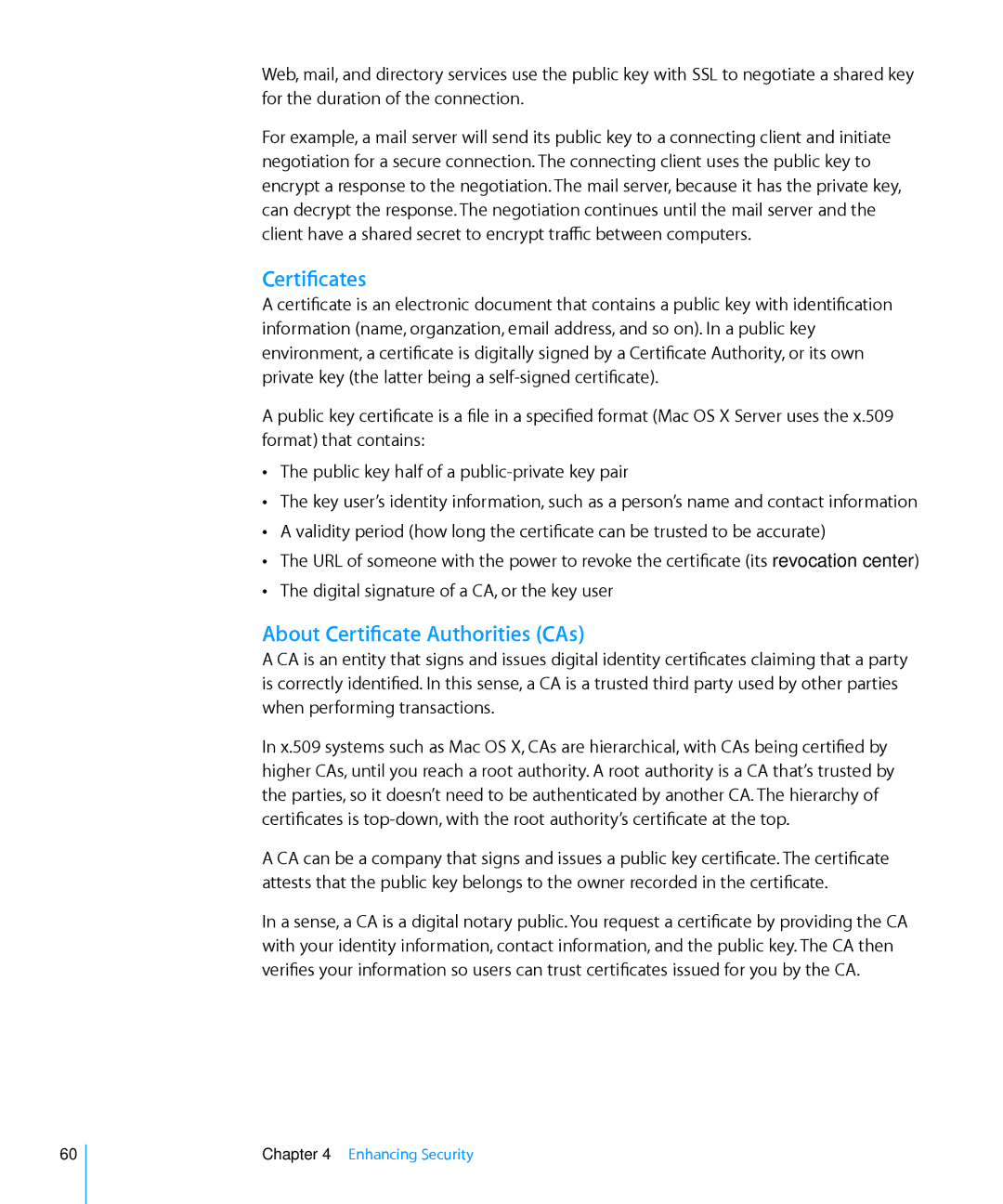 Apple 10.6 manual Certificates, About Certificate Authorities CAs 
