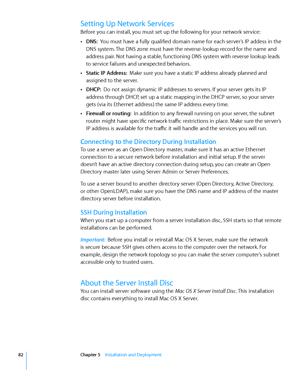 Apple 10.6 Setting Up Network Services, About the Server Install Disc, Connecting to the Directory During Installation 