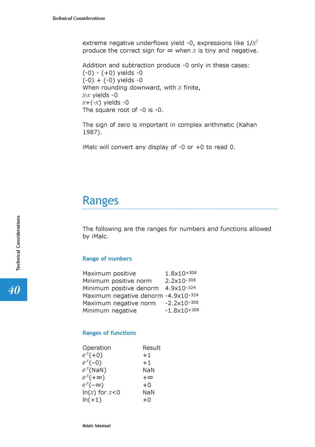 Apple 1.1.2 manual Range of numbers, Ranges of functions 