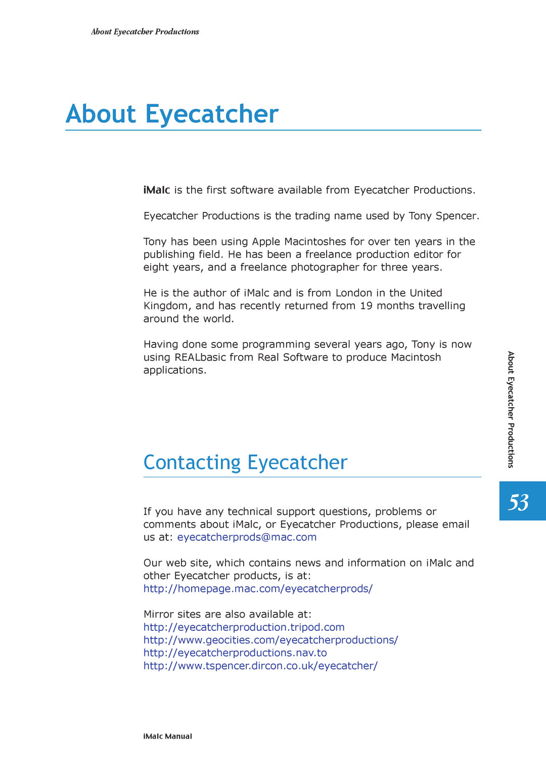 Apple 1.1.2 manual About Eyecatcher, Contacting Eyecatcher 