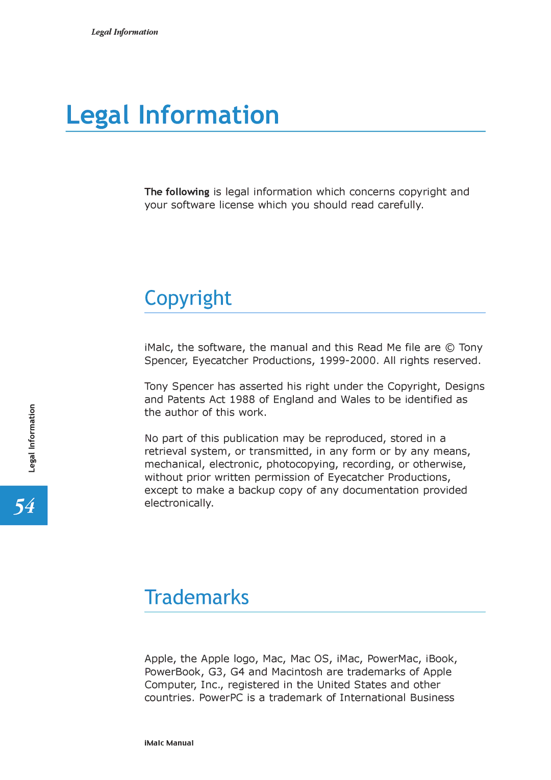 Apple 1.1.2 manual Legal Information, Copyright, Trademarks 