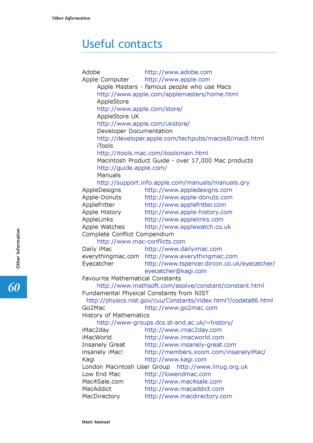 Apple 1.1.2 manual Useful contacts, Eyecatcher@kagi.com 