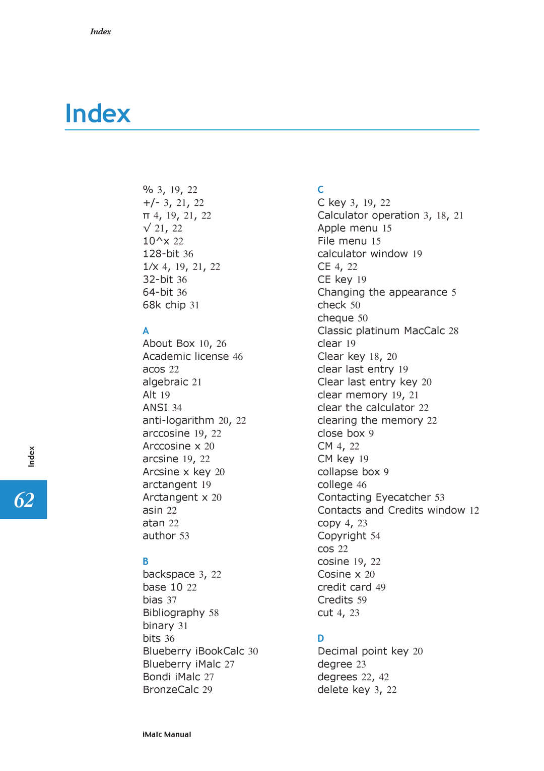 Apple 1.1.2 manual Index, Ansi 