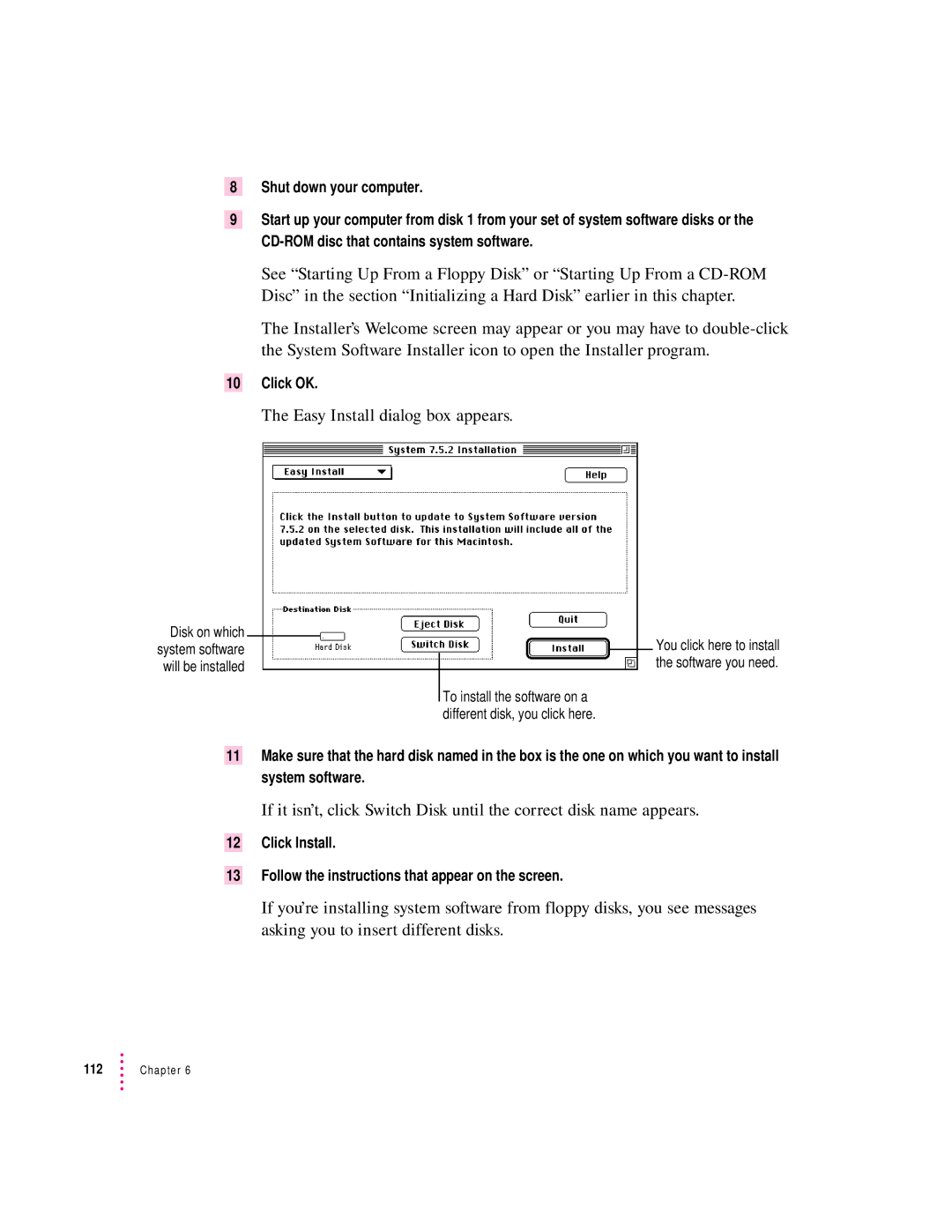 Apple 120 Series user manual Easy Install dialog box appears, Click OK 