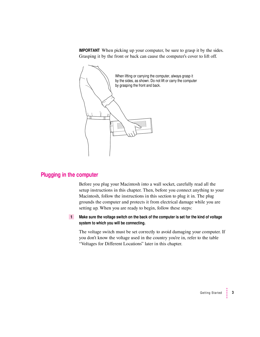 Apple 120 Series user manual Plugging in the computer 