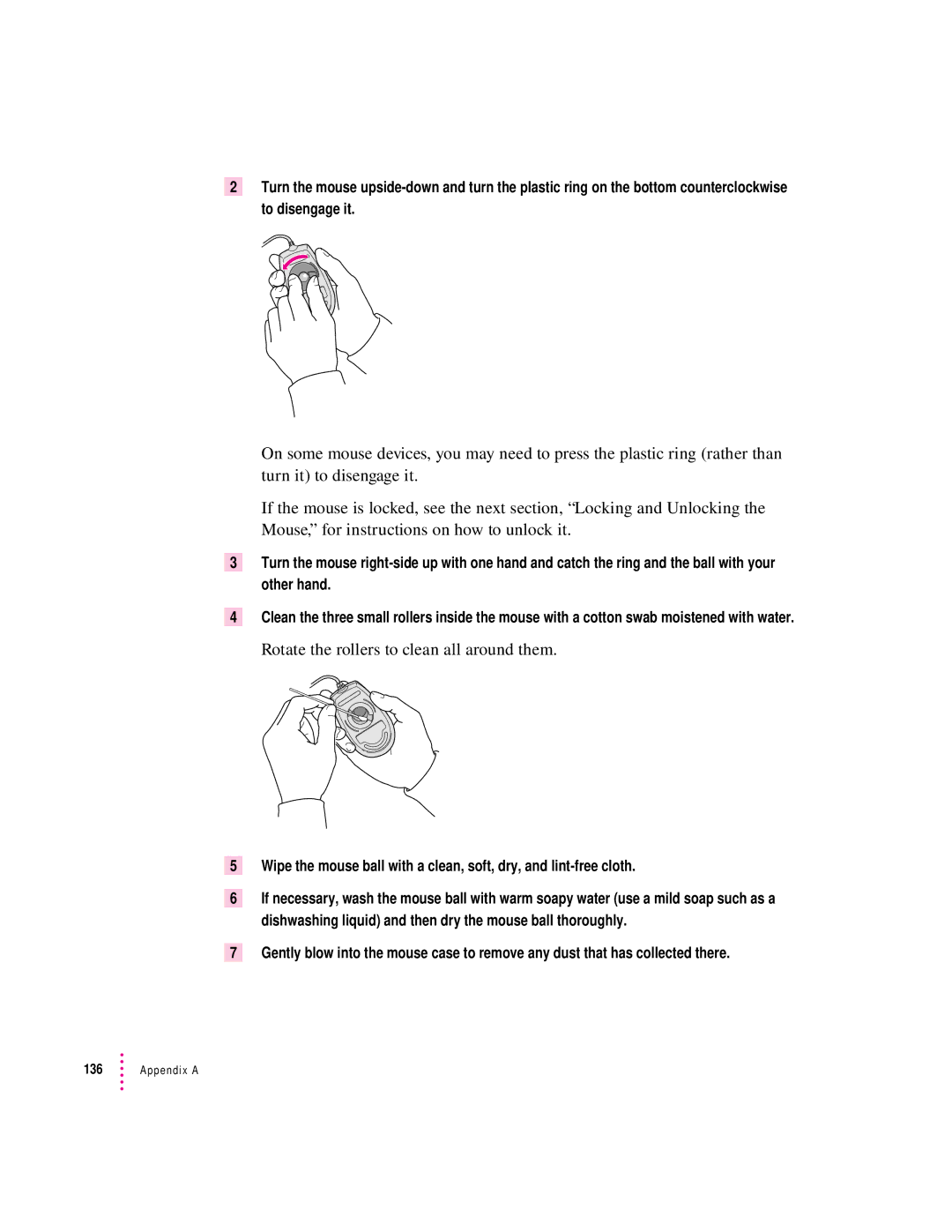 Apple 120 Series user manual Rotate the rollers to clean all around them 