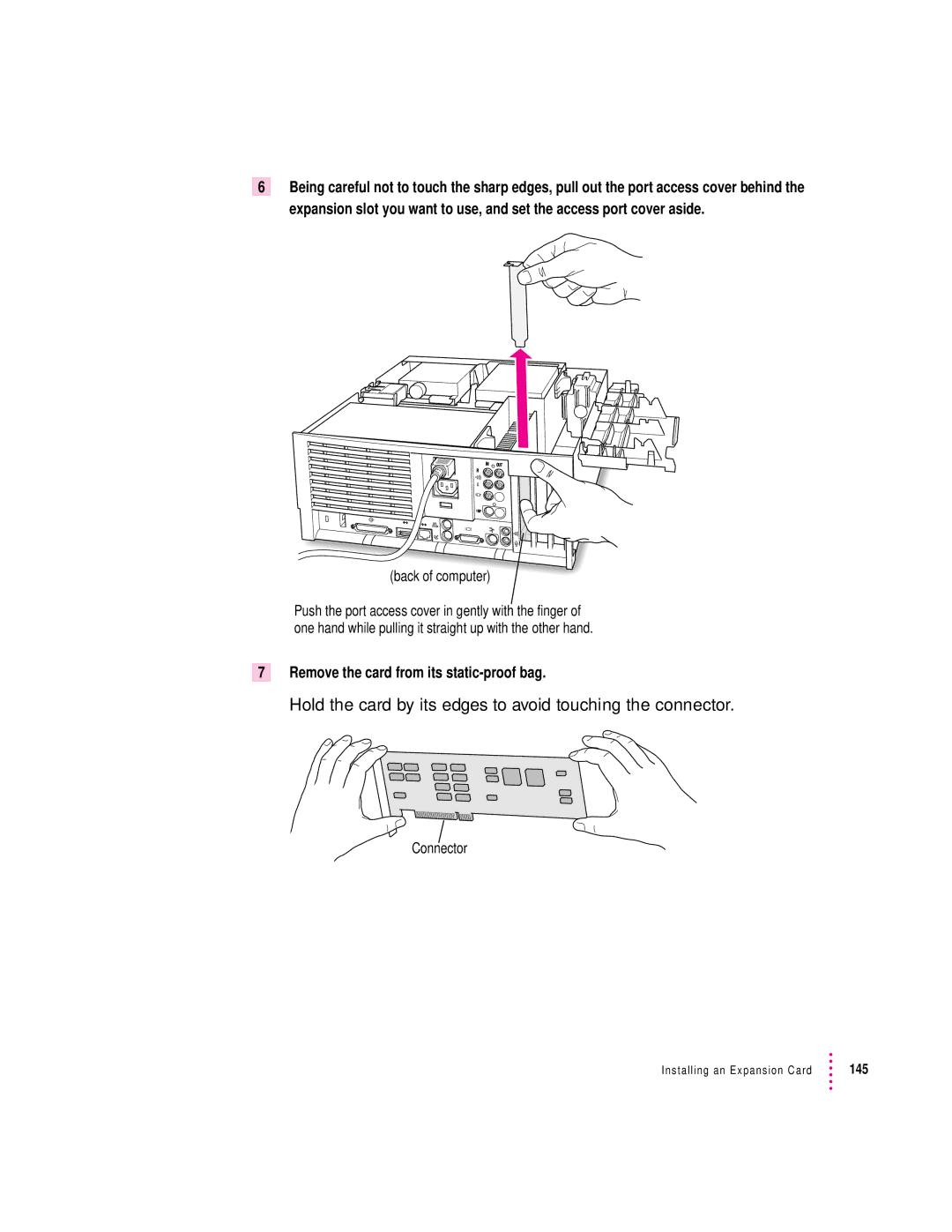 Apple 120 Series Hold the card by its edges to avoid touching the connector, Remove the card from its static-proof bag 