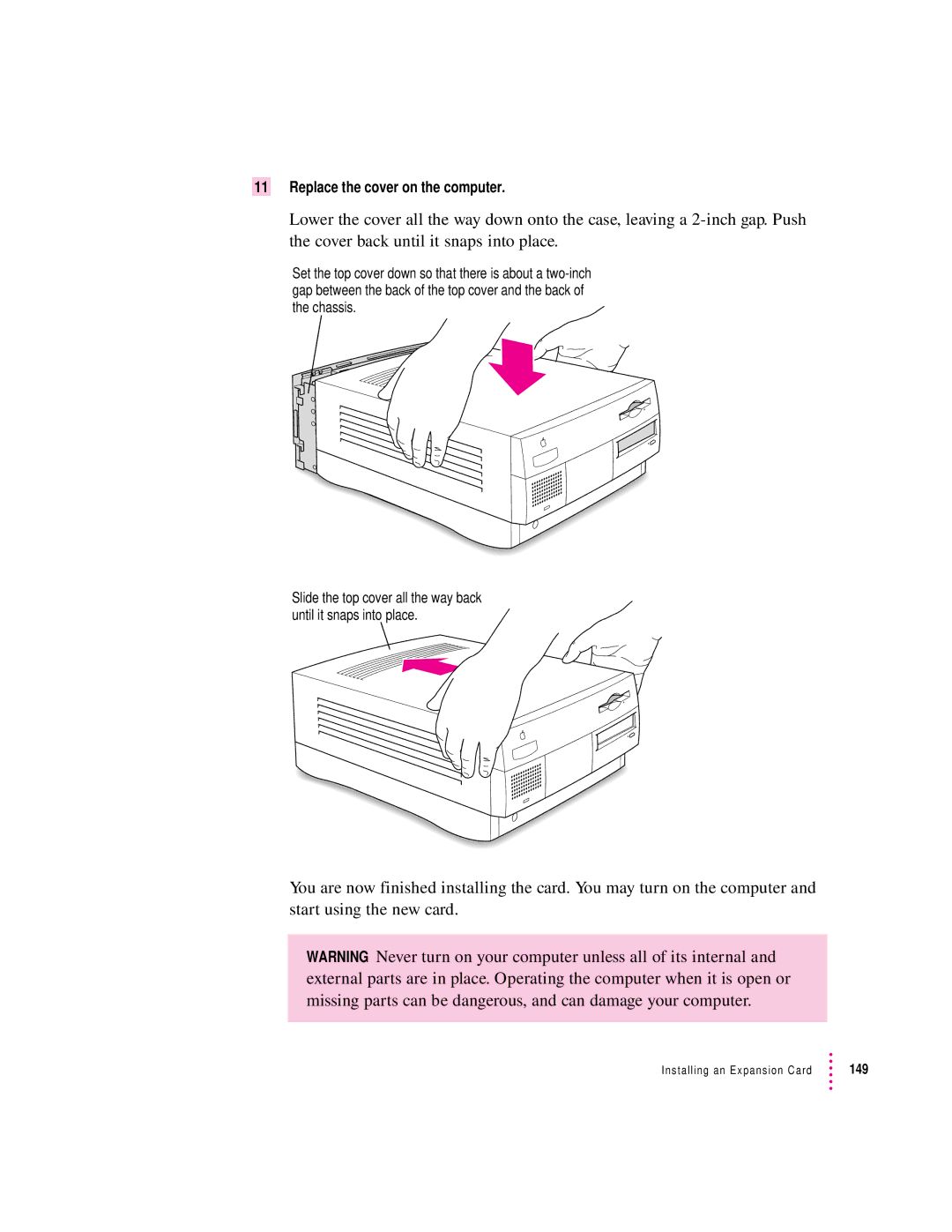 Apple 120 Series user manual Replace the cover on the computer 