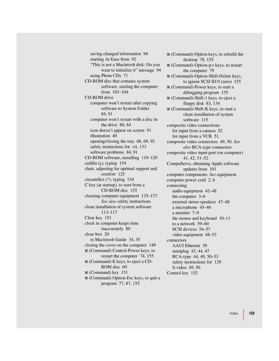 Apple 120 Series user manual Index 