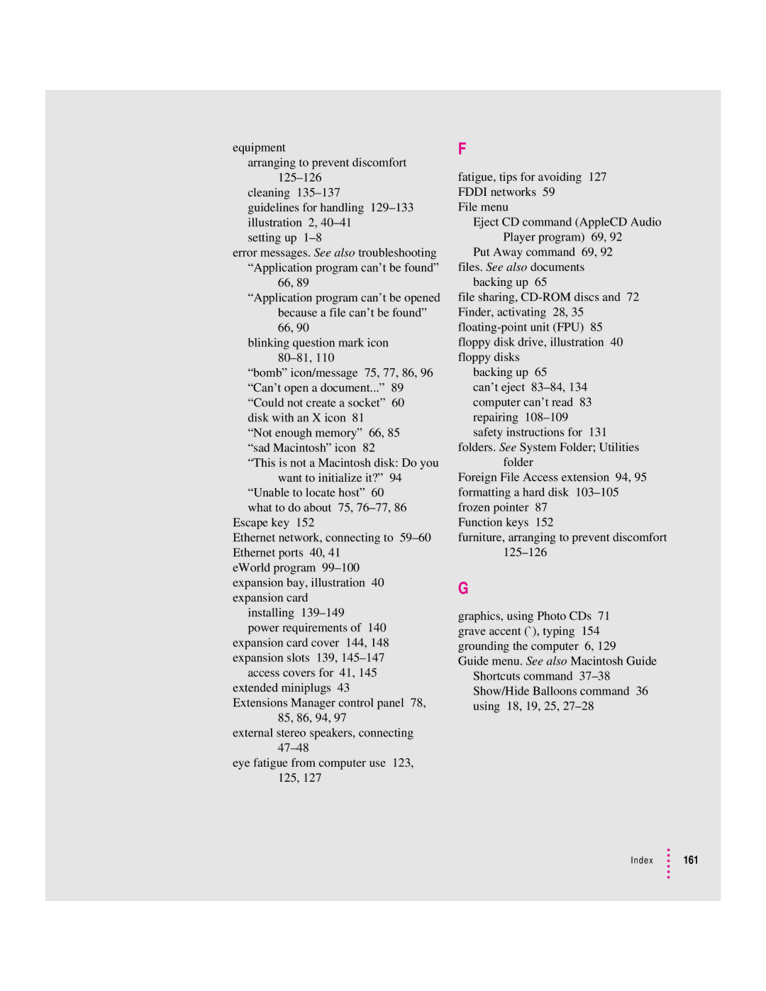 Apple 120 Series user manual Index 