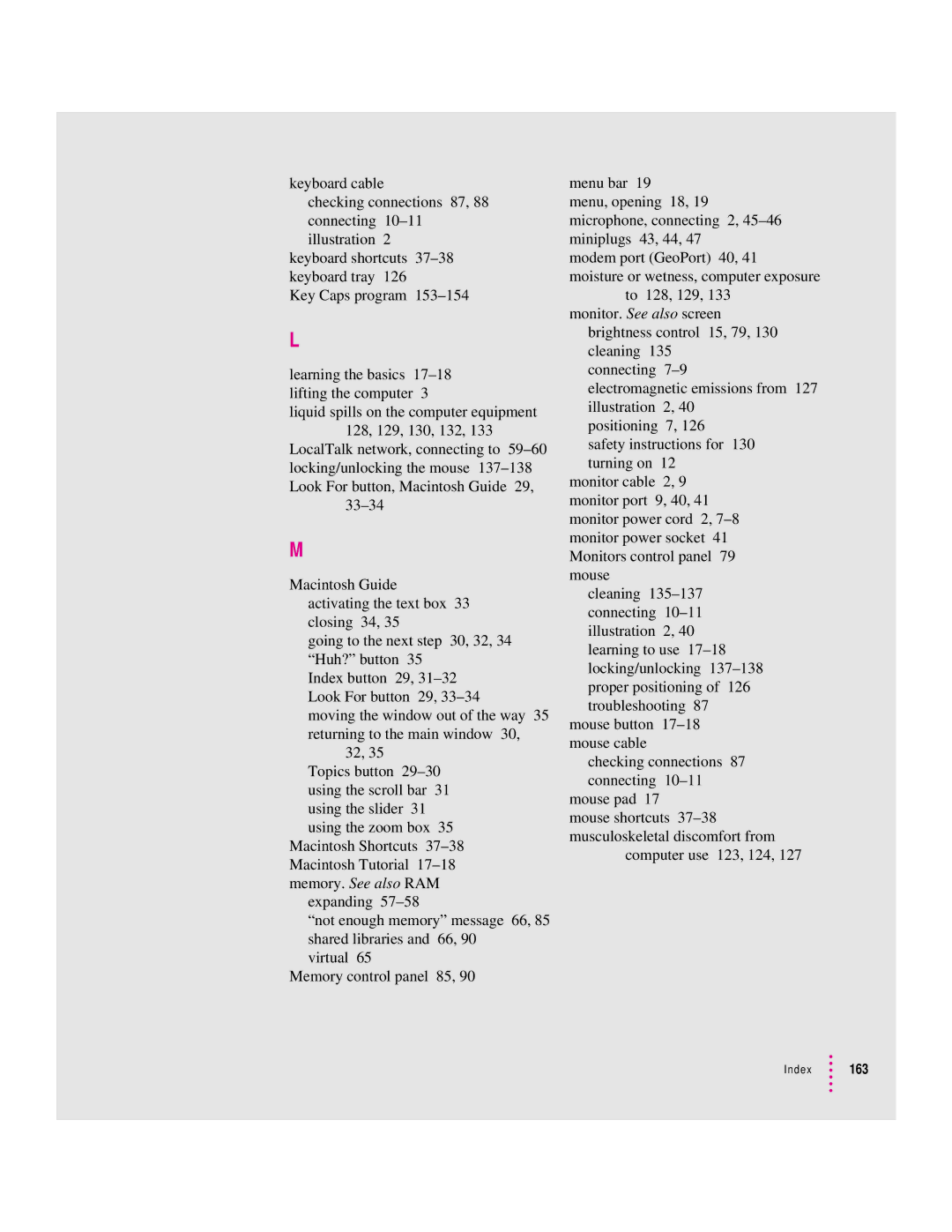 Apple 120 Series user manual Index 