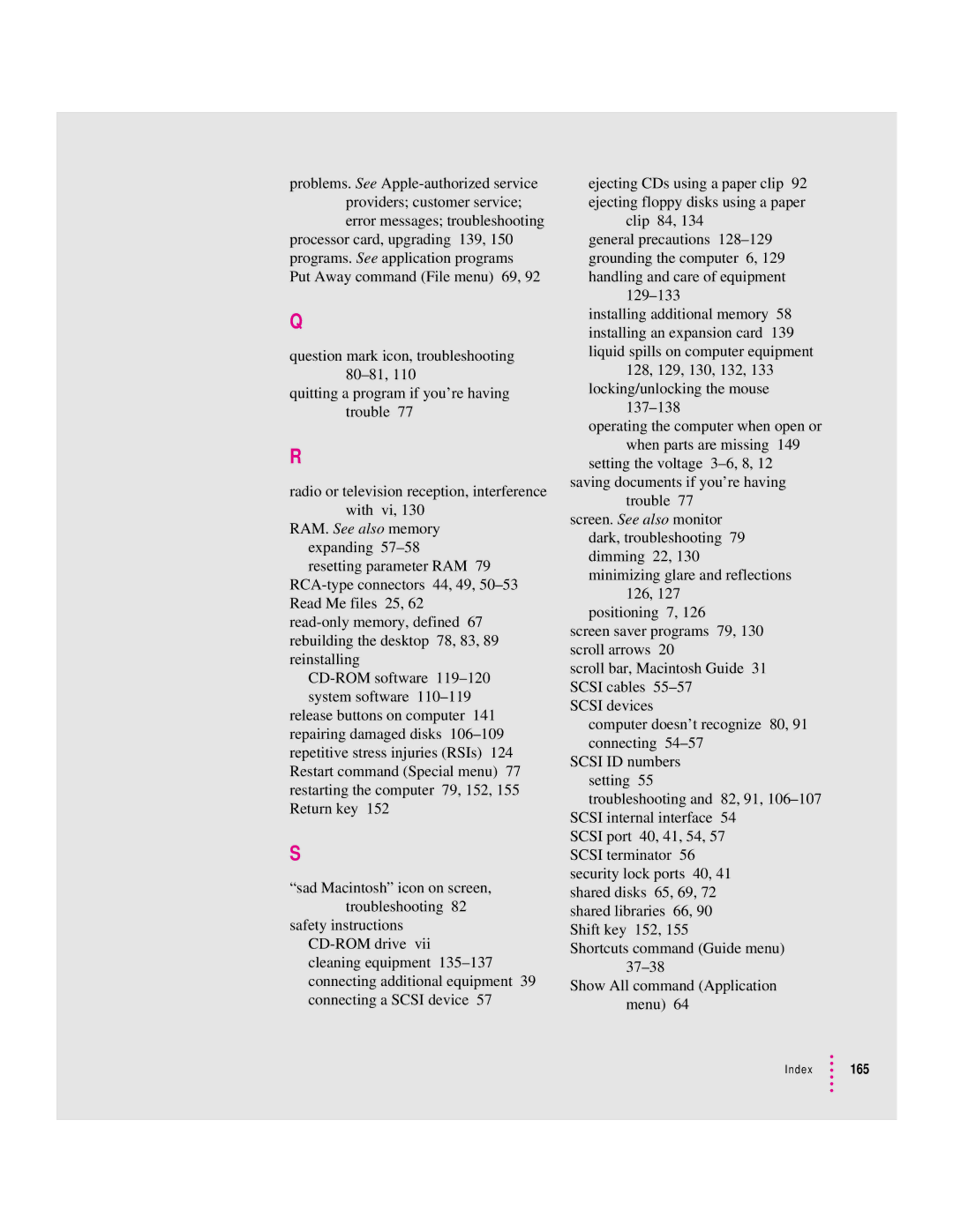 Apple 120 Series user manual Index 