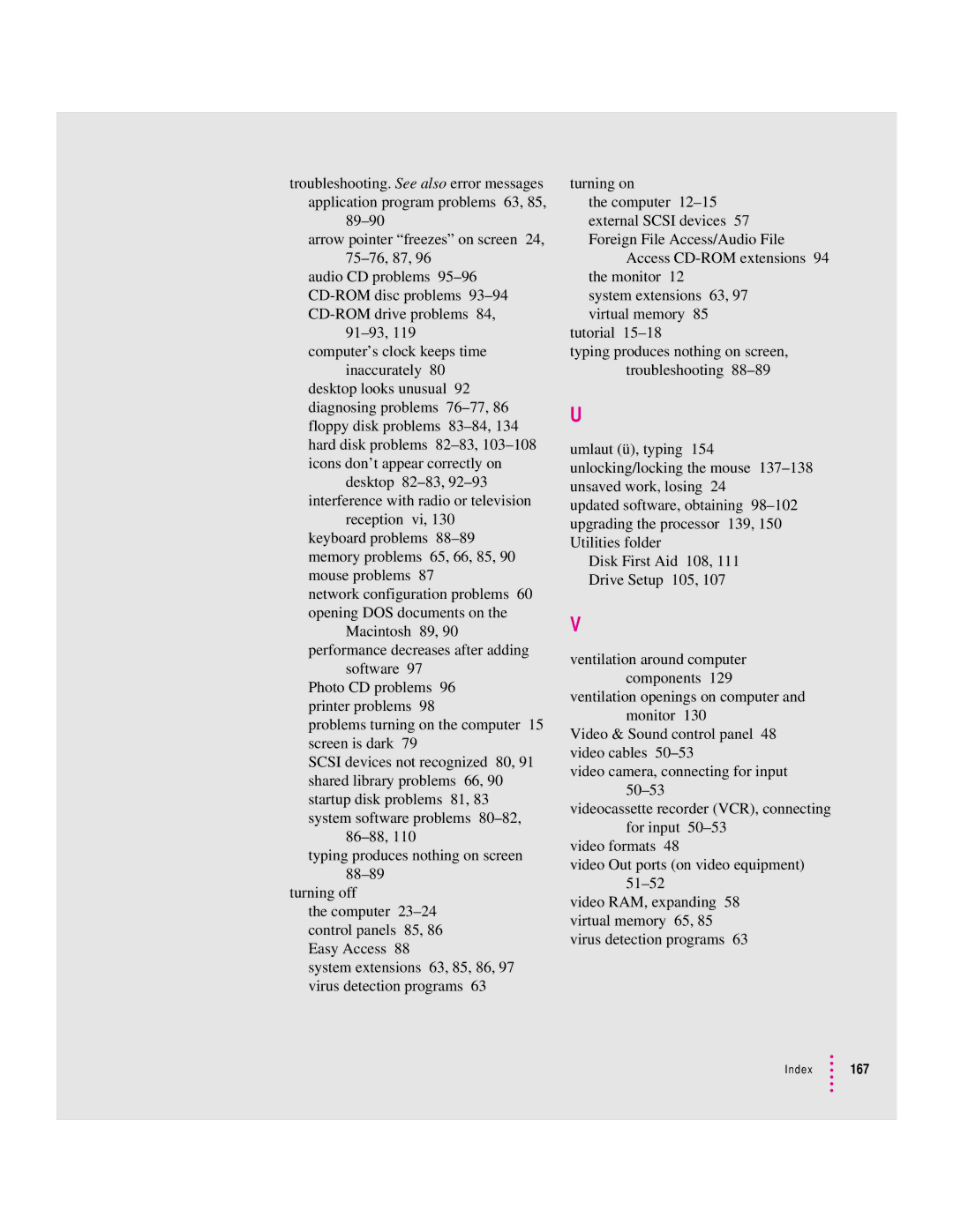 Apple 120 Series user manual Index 