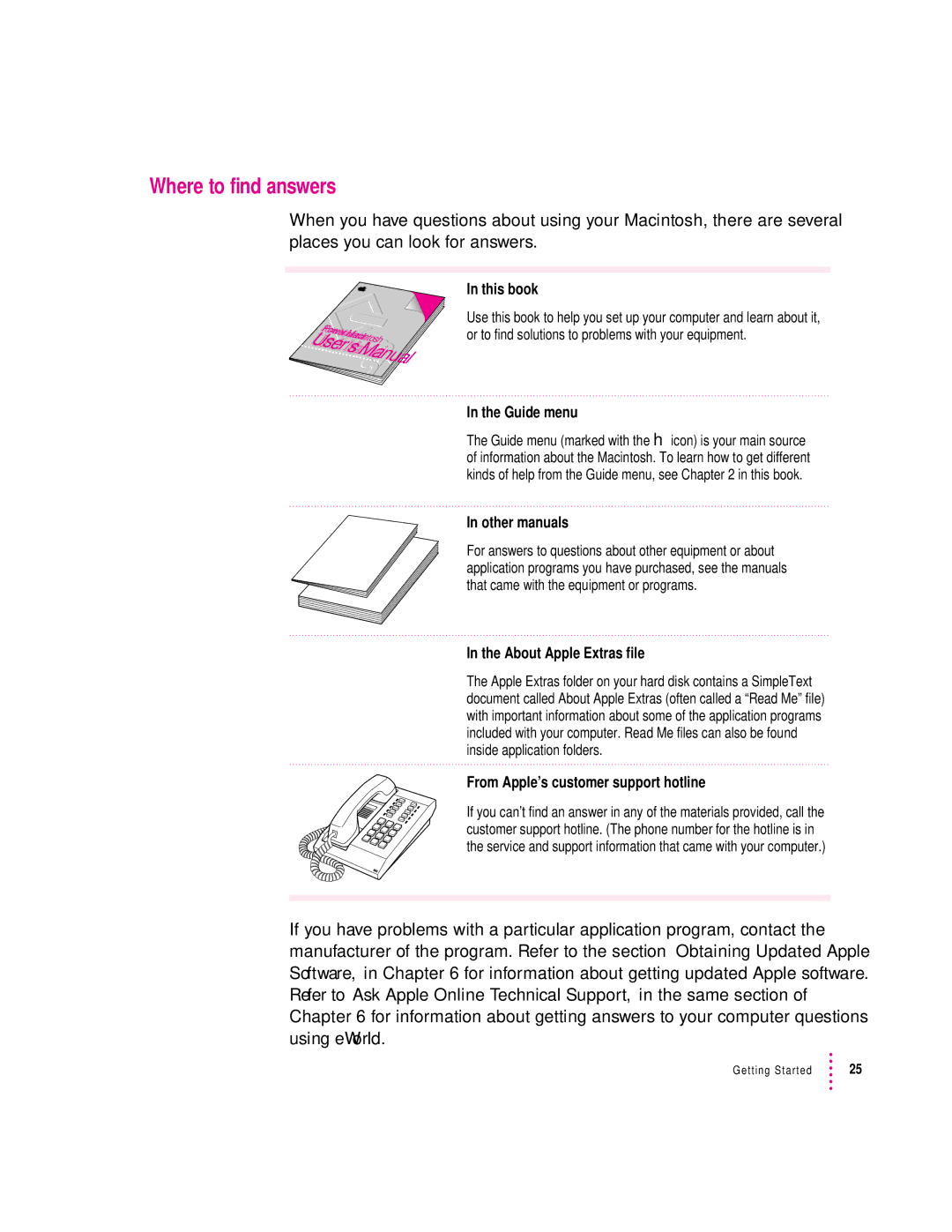 Apple 120 Series user manual Where to find answers 