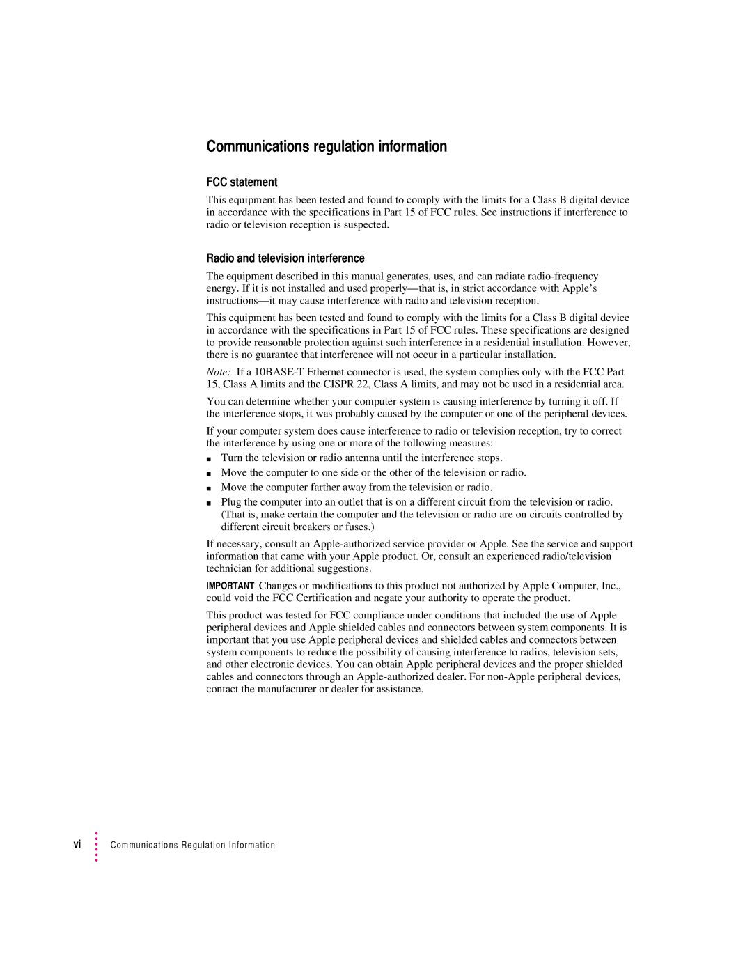 Apple 120 Series user manual FCC statement, Radio and television interference 