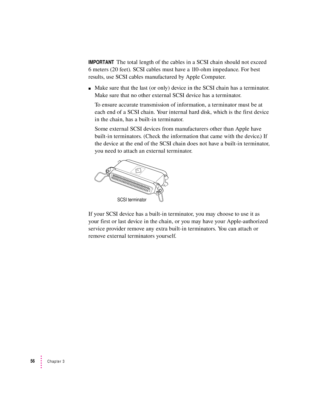 Apple 120 Series user manual Scsi terminator 