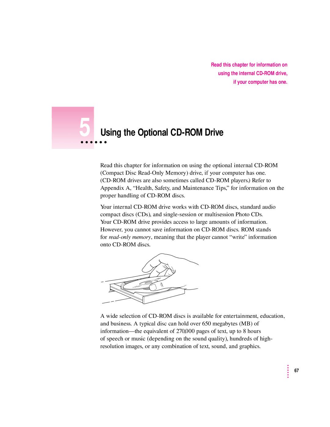 Apple 120 Series user manual Using the Optional CD-ROM Drive 