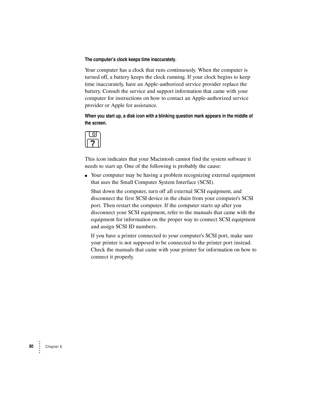 Apple 120 Series user manual Computer’s clock keeps time inaccurately 