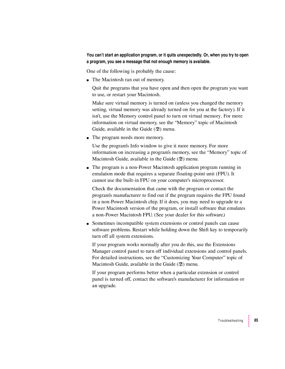 Apple 120 Series user manual Troubleshooting 