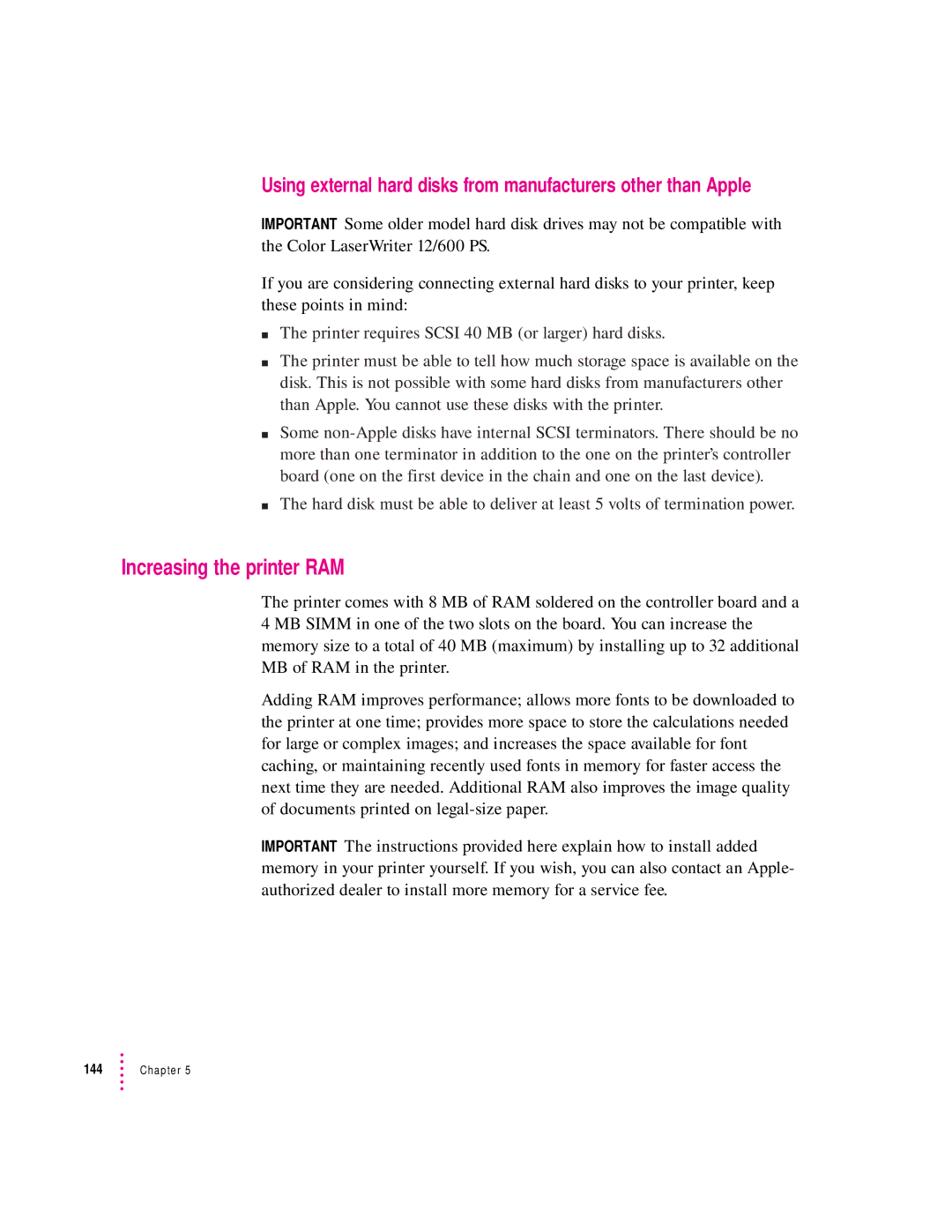 Apple 12/600PS manual Increasing the printer RAM 